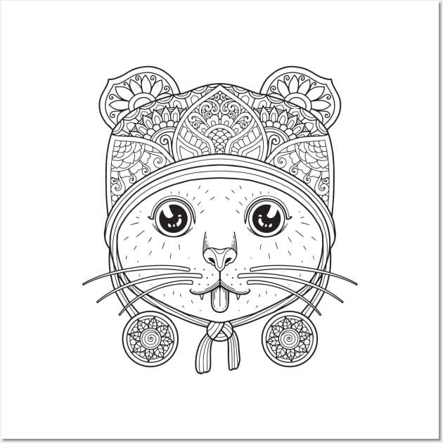 Cat coloring head mandala Wall Art by MacYounes